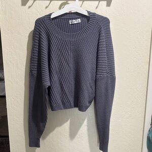 Hollister blue Women's Cropped Crew Neck Sweater